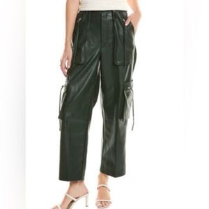 New Blank NYC Franklin green faux leather cargo cropped pants